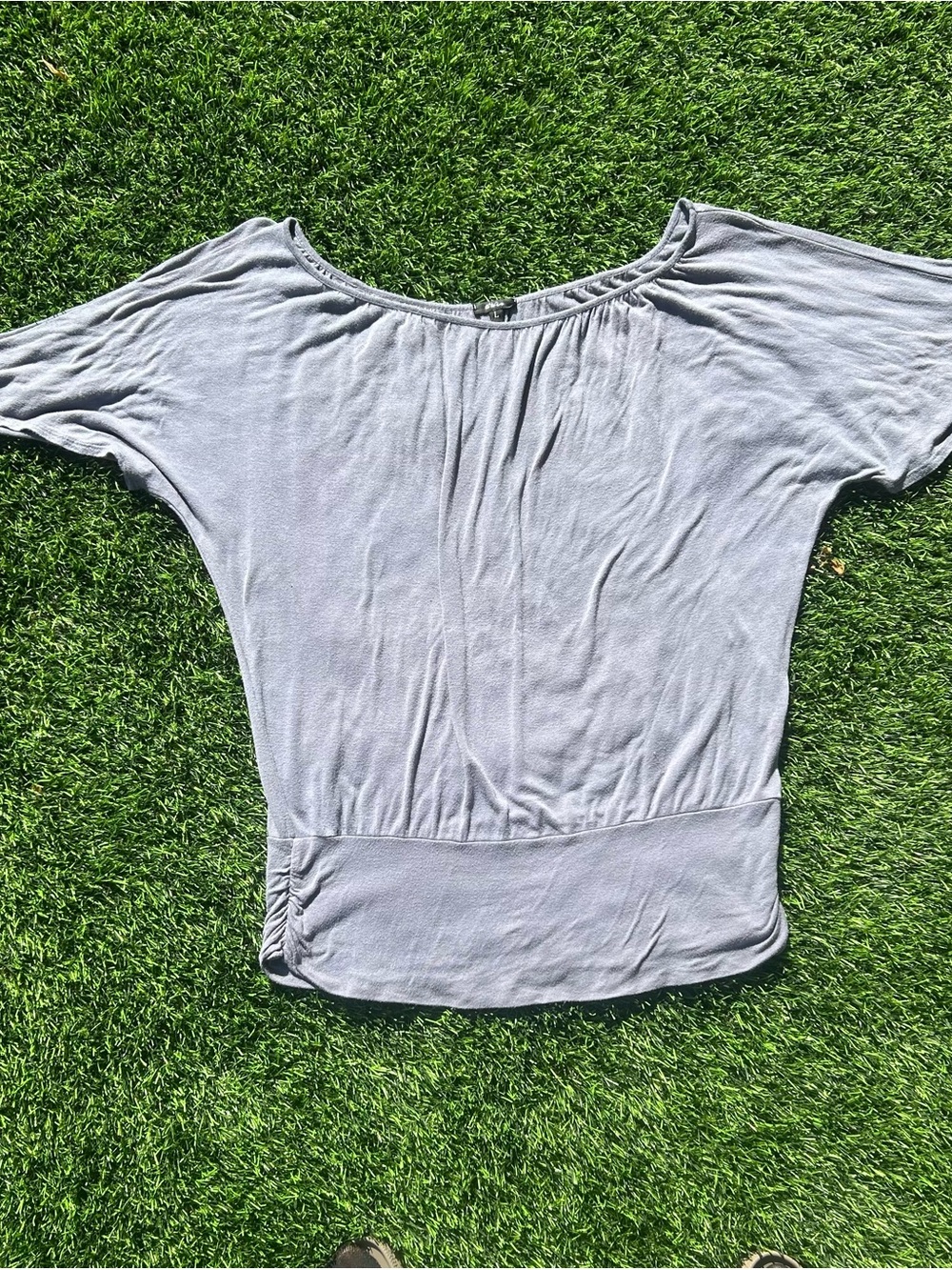 Women's Light Gray Off-Shoulder Stretch Top